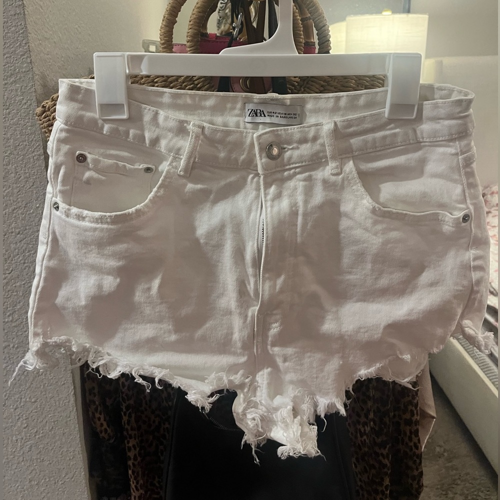 Zara white denim shorts